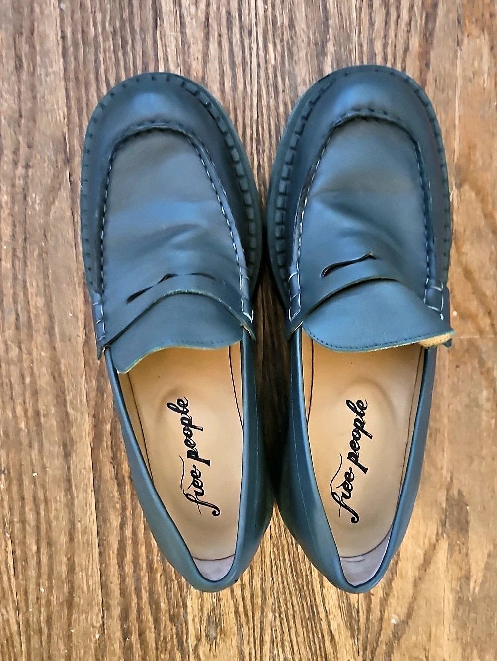 Free People Lyra Lug Sole Loafer Green EU 38.5 - Picture 2 of 12